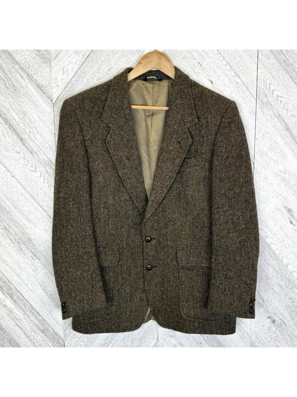 Vintage Harris Tweed Blazer Sport Coat Jacket Brown 100% Wool Mens Size 40R